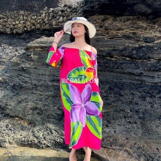 Rayon Dress Hand Painted Floral Design High Quality